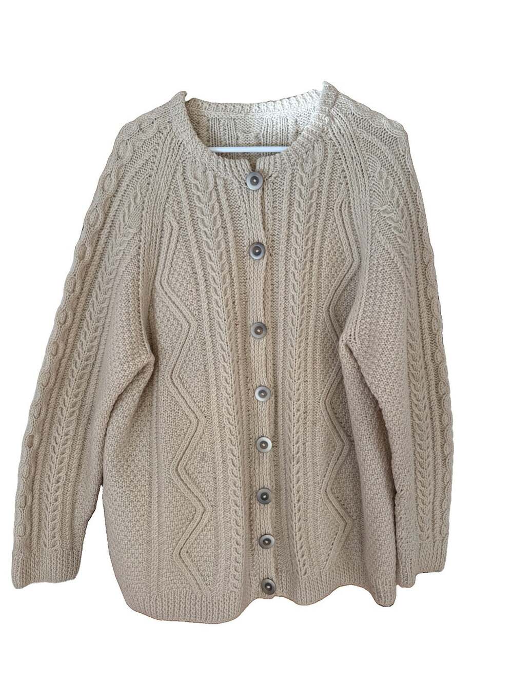 Vtg Wool Cardigan Sweater Mens XL Unbranded Ivory Cream